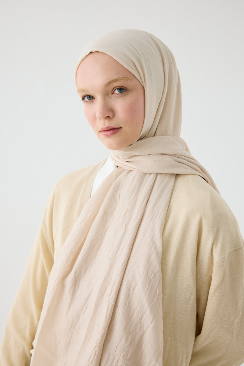 Bambu Kraş Şal - Bej - 4