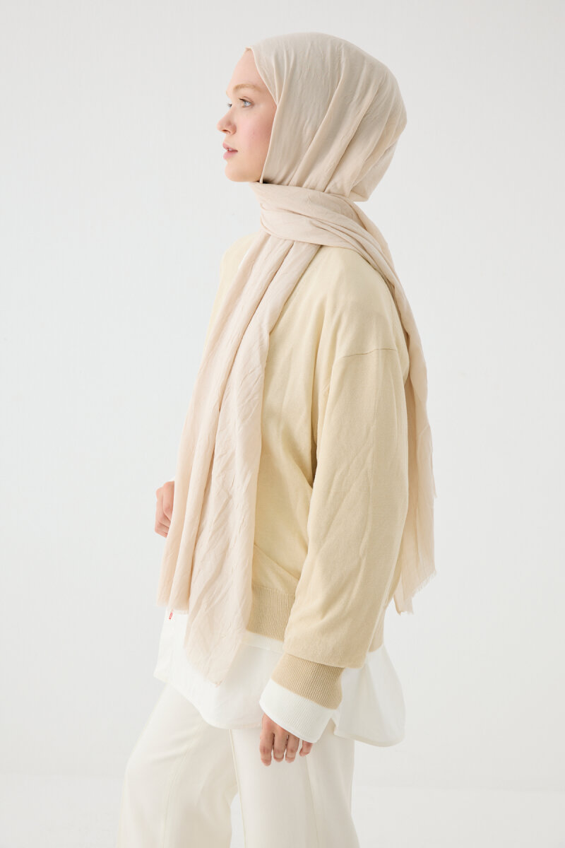 Bambu Kraş Şal - Bej - 3