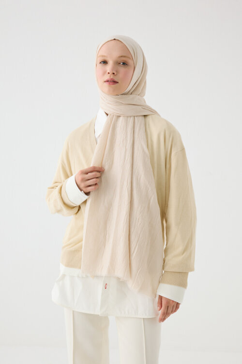 Bambu Kraş Şal - Bej - Camellia Scarfs