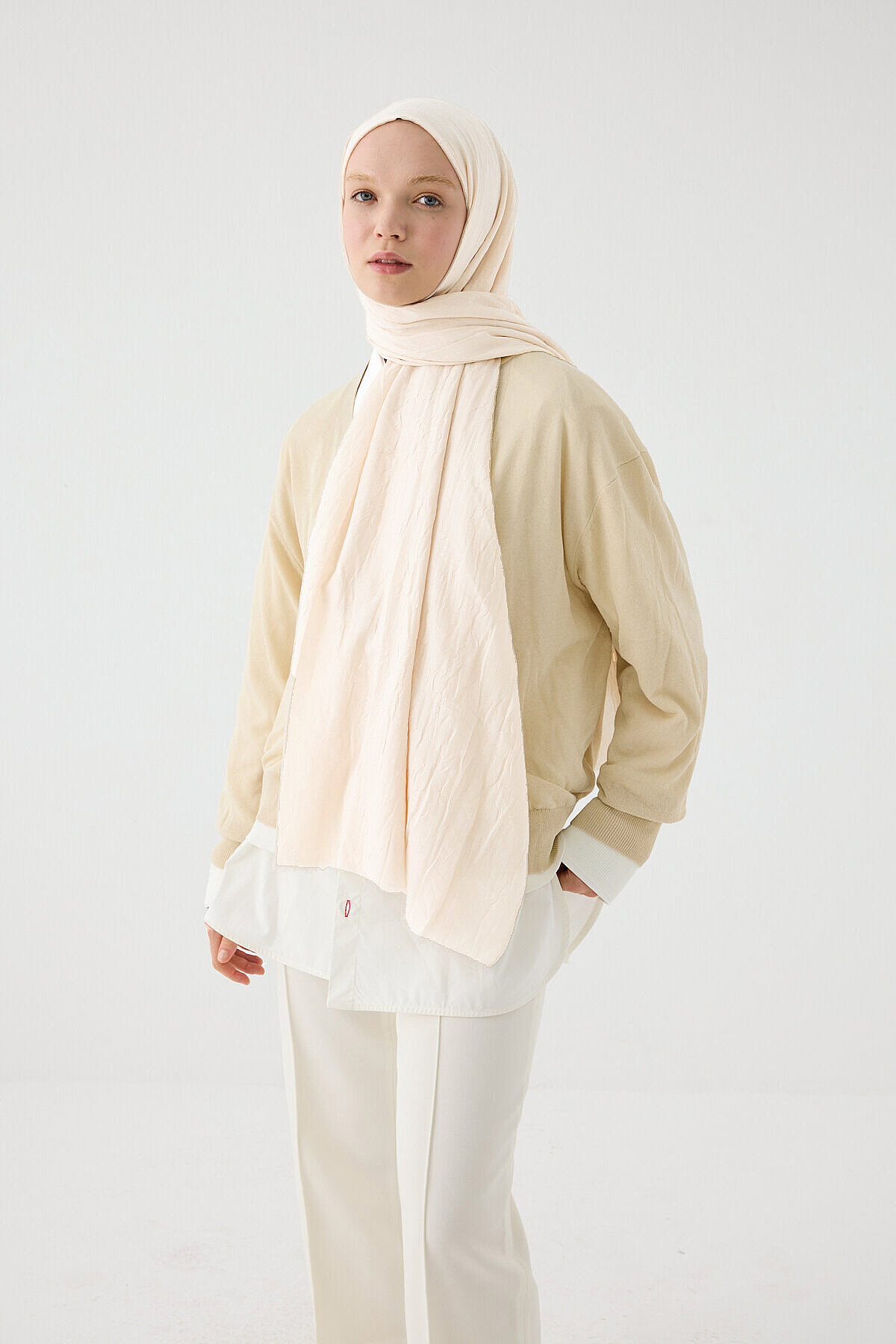 Bambu Kraş Şal - Bej - Camellia Scarfs