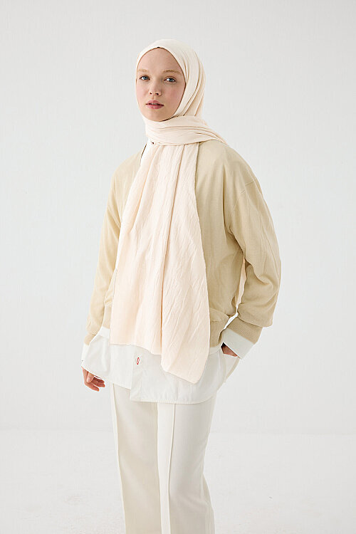 Bambu Kraş Şal - Bej - Camellia Scarfs