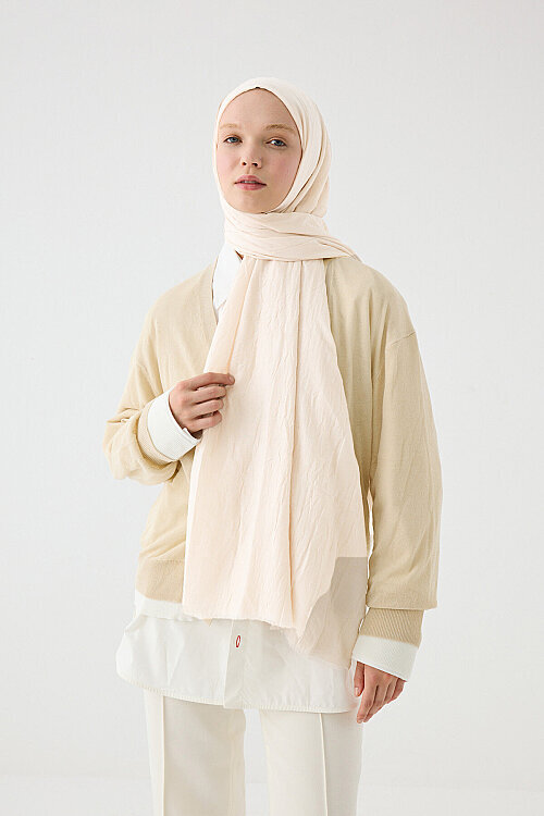 Bambu Kraş Şal - Bej - Camellia Scarfs (1)