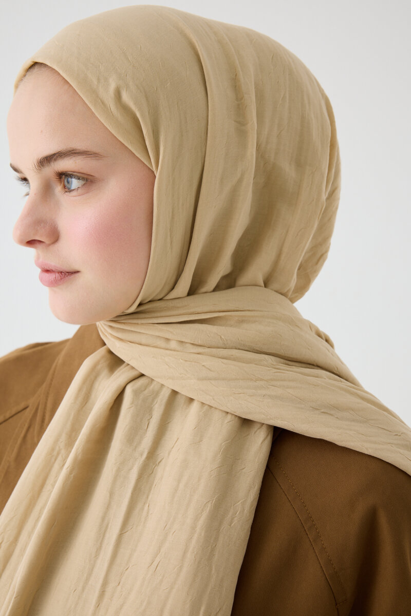 Bambu Kraş Şal - Açık Bisküvi - 4