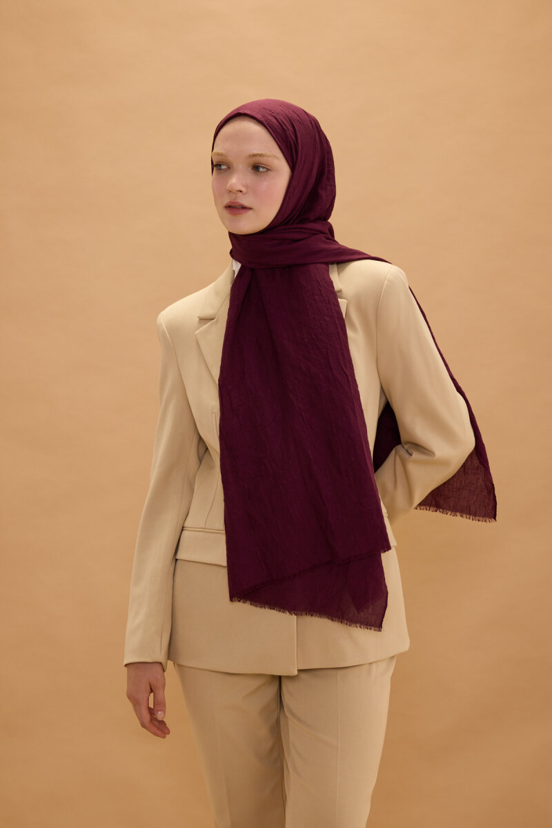 Bambu Kraş Şal - Bordo - 2