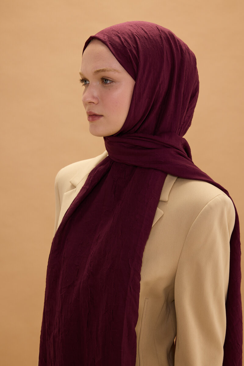 Bambu Kraş Şal - Bordo - 3