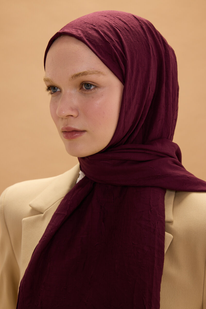 Bambu Kraş Şal - Bordo - 4