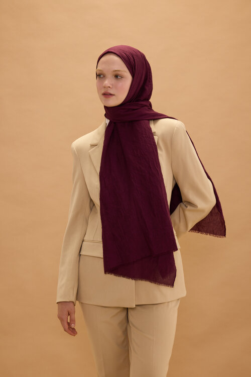 Bambu Kraş Şal - Bordo - Camellia Scarfs (1)