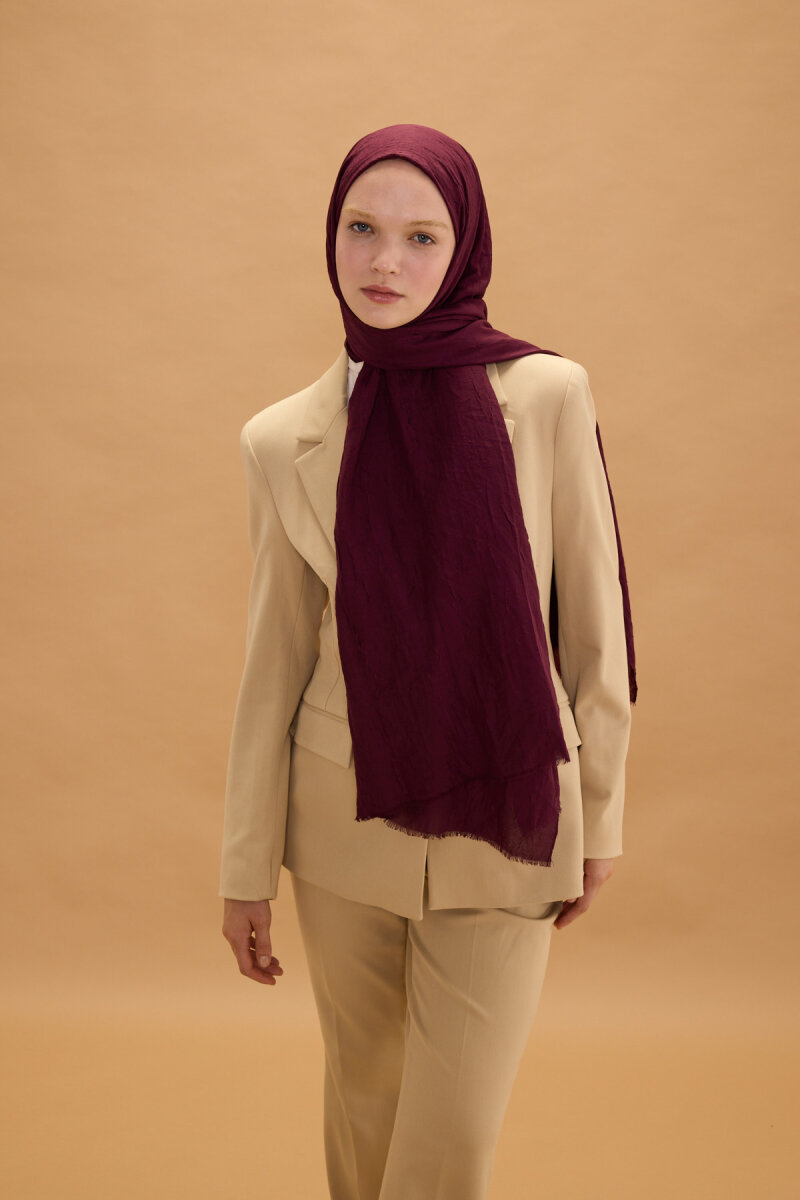 Bambu Kraş Şal - Bordo - 1