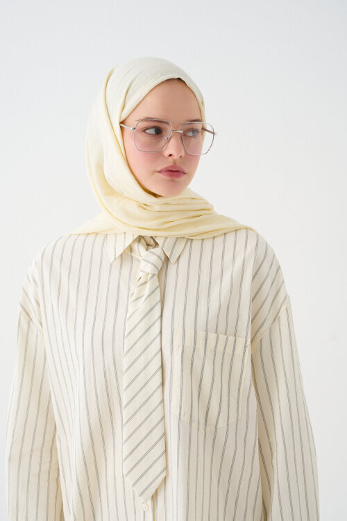 Bambu Kraş Şal - Ekru - Camellia Scarfs (1)