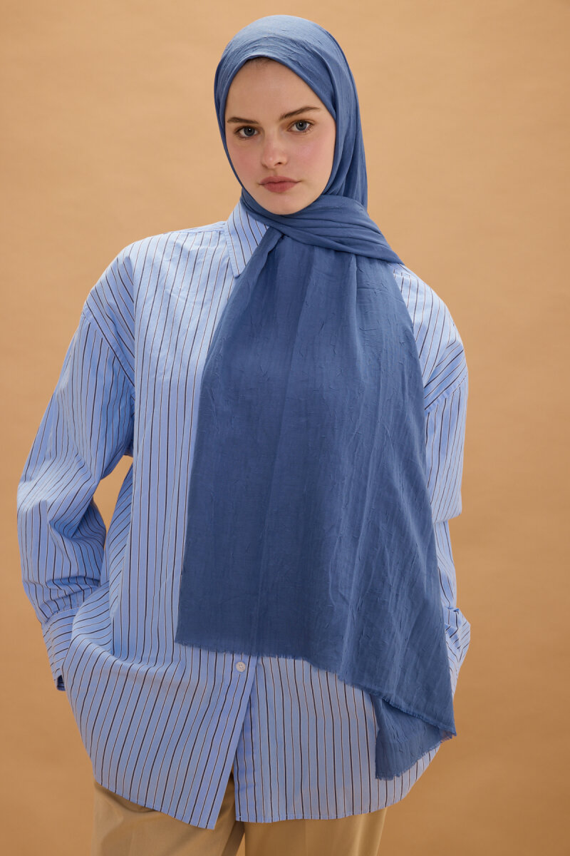 Bambu Kraş Şal - İndigo - 3
