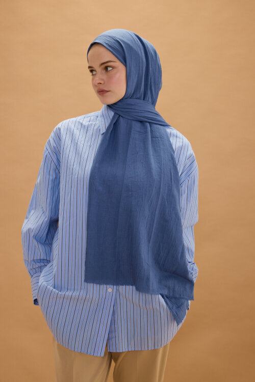 Bambu Kraş Şal - İndigo - Camellia Scarfs (1)