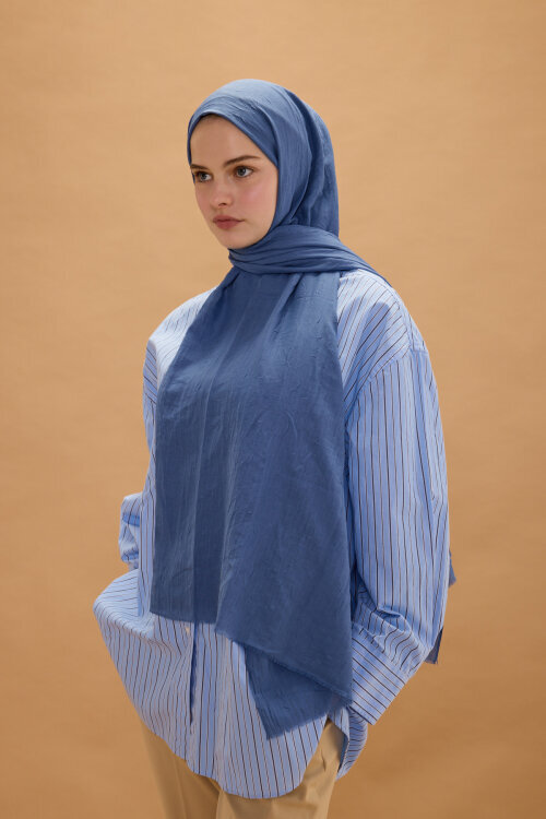 Bambu Kraş Şal - İndigo - Camellia Scarfs