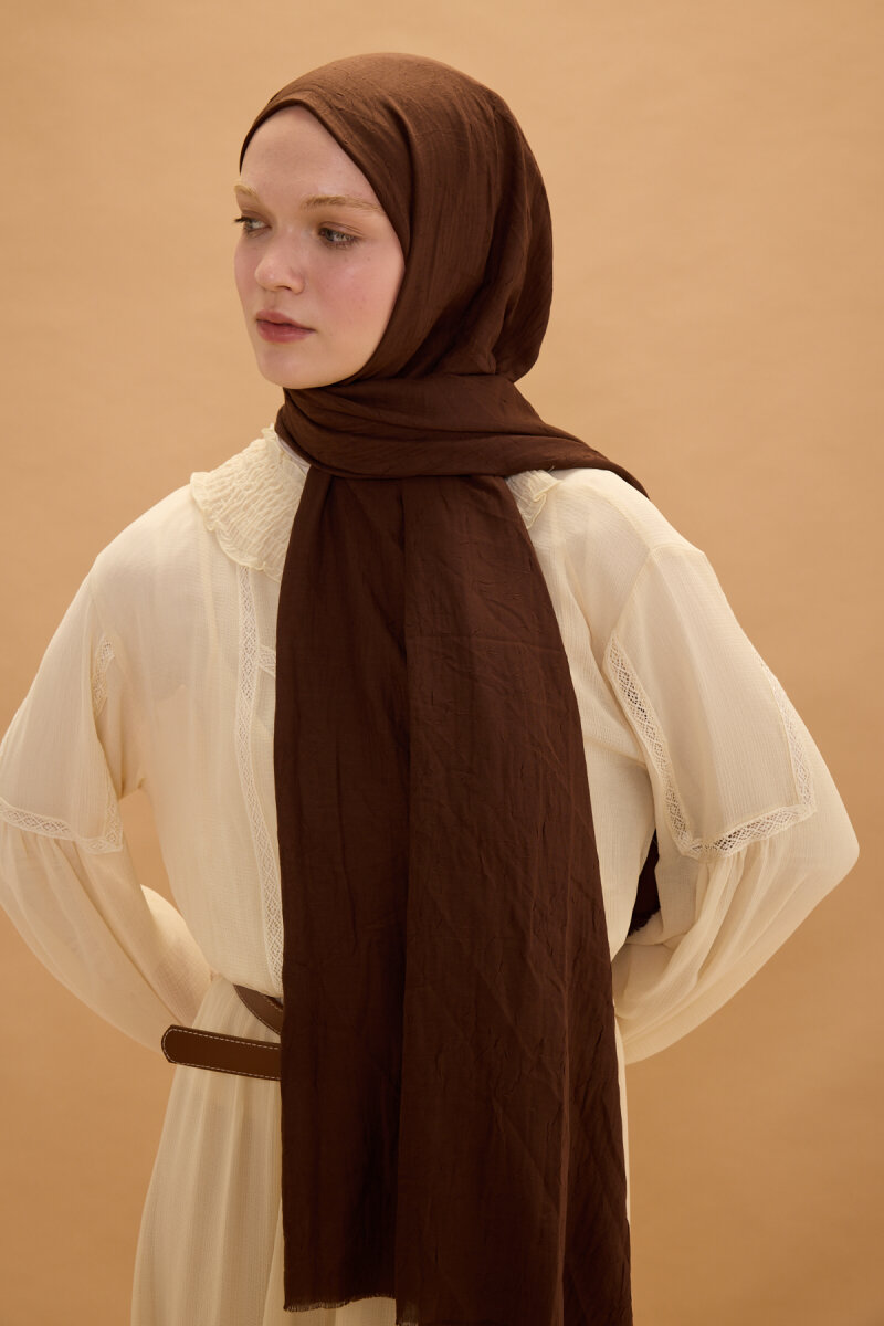 Bambu Kraş Şal - Kahve - 2