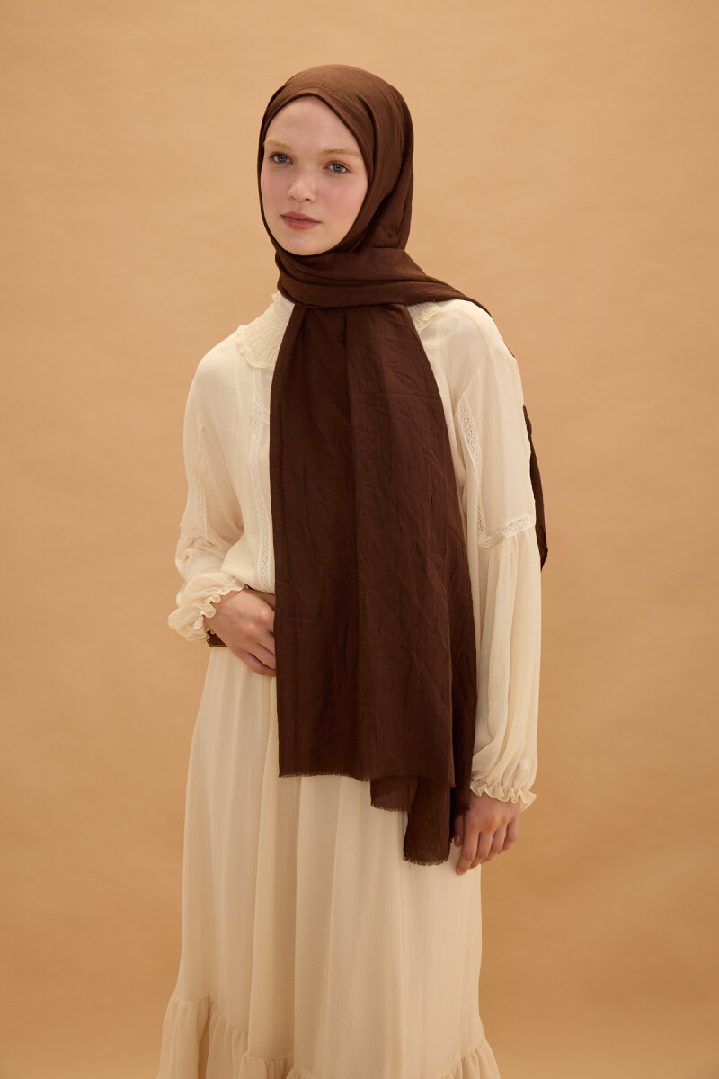 Bambu Kraş Şal - Kahve - 3