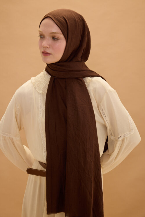 Bambu Kraş Şal - Kahve - Camellia Scarfs (1)