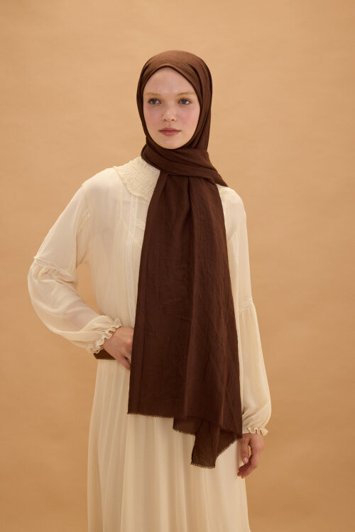 Bambu Kraş Şal - Kahve - Camellia Scarfs