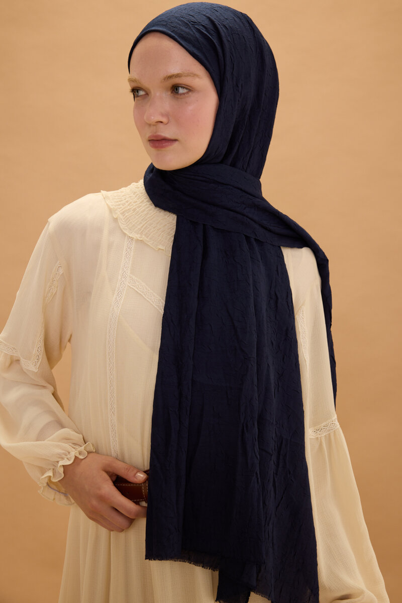 Bambu Kraş Şal - Lacivert - 3
