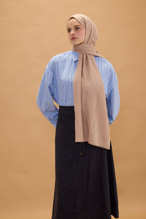 Bambu Kraş Şal - Vizon - Camellia Scarfs (1)