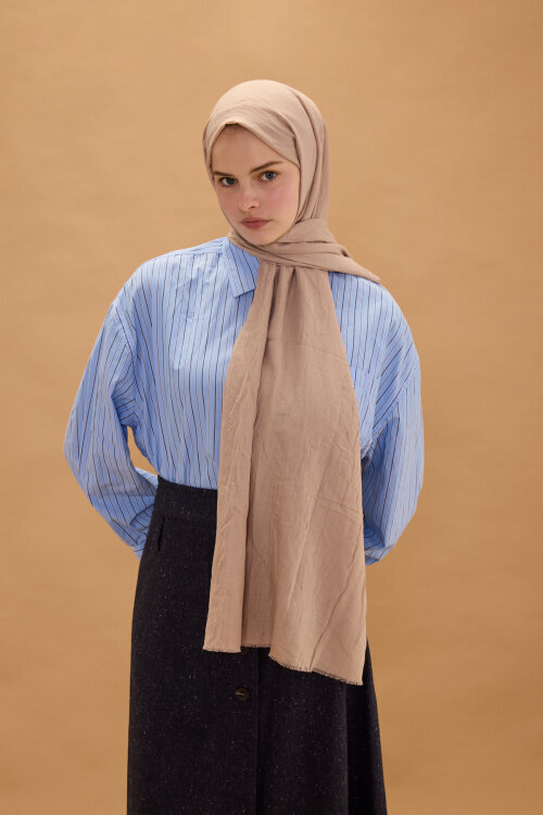 Bambu Kraş Şal - Vizon - Camellia Scarfs