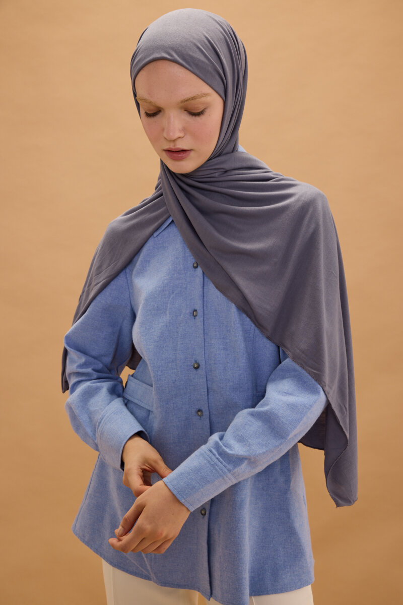 Bambu Penye Şal - Açık Gri - 3