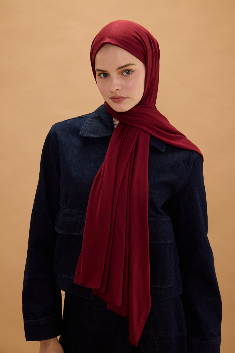 Bambu Penye Şal - Bordo - 2