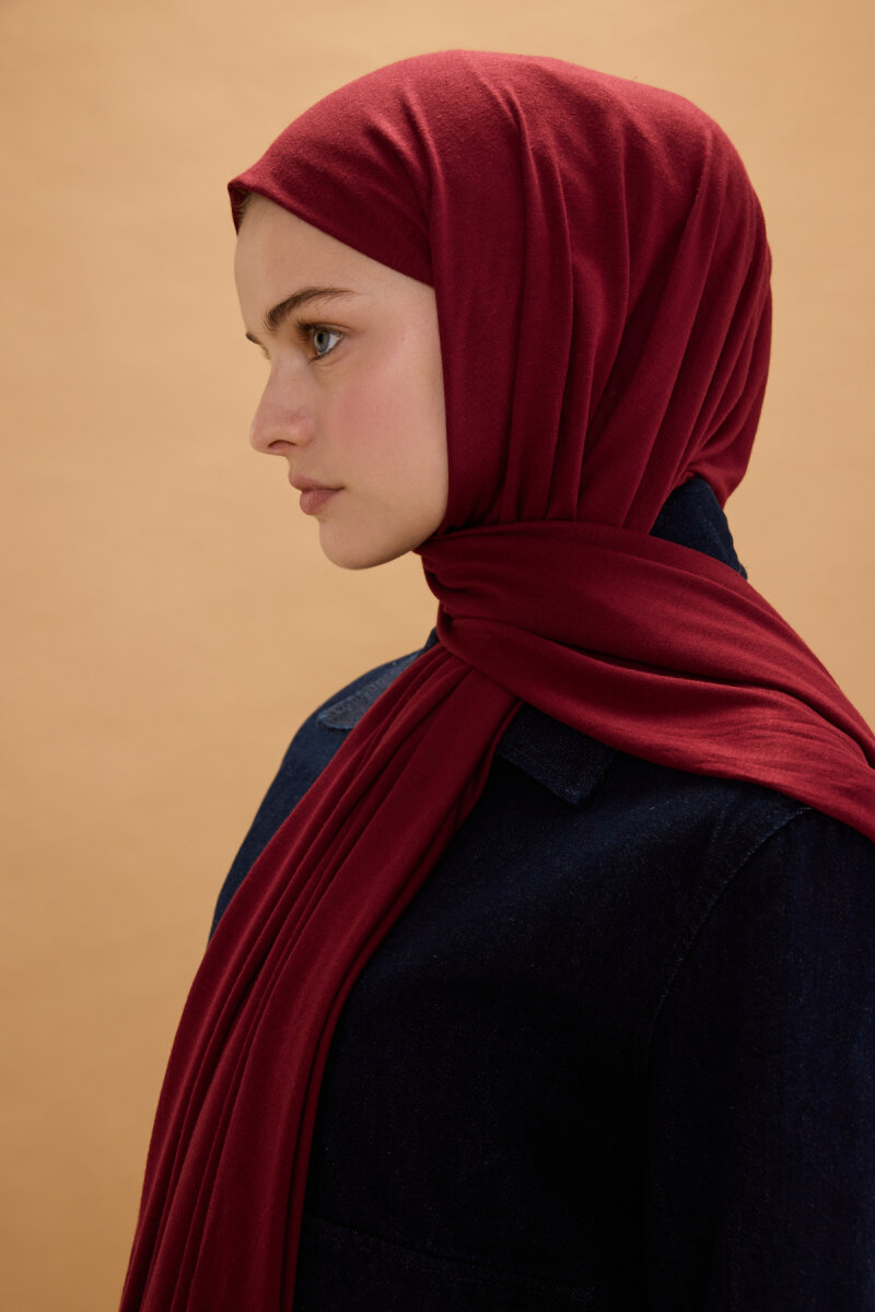 Bambu Penye Şal - Cherry - 4