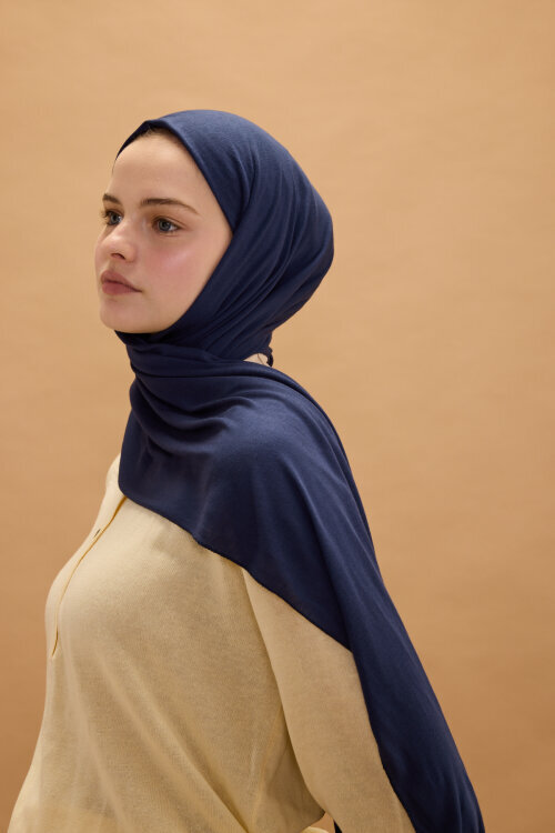 Bambu Penye Şal - Gece Mavisi - Camellia Scarfs (1)