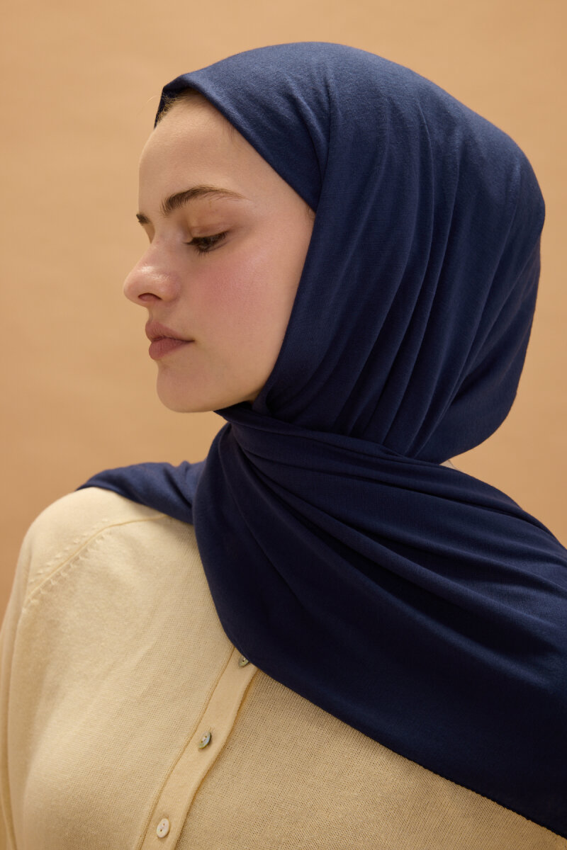 Bambu Penye Şal - Gece Mavisi - 4