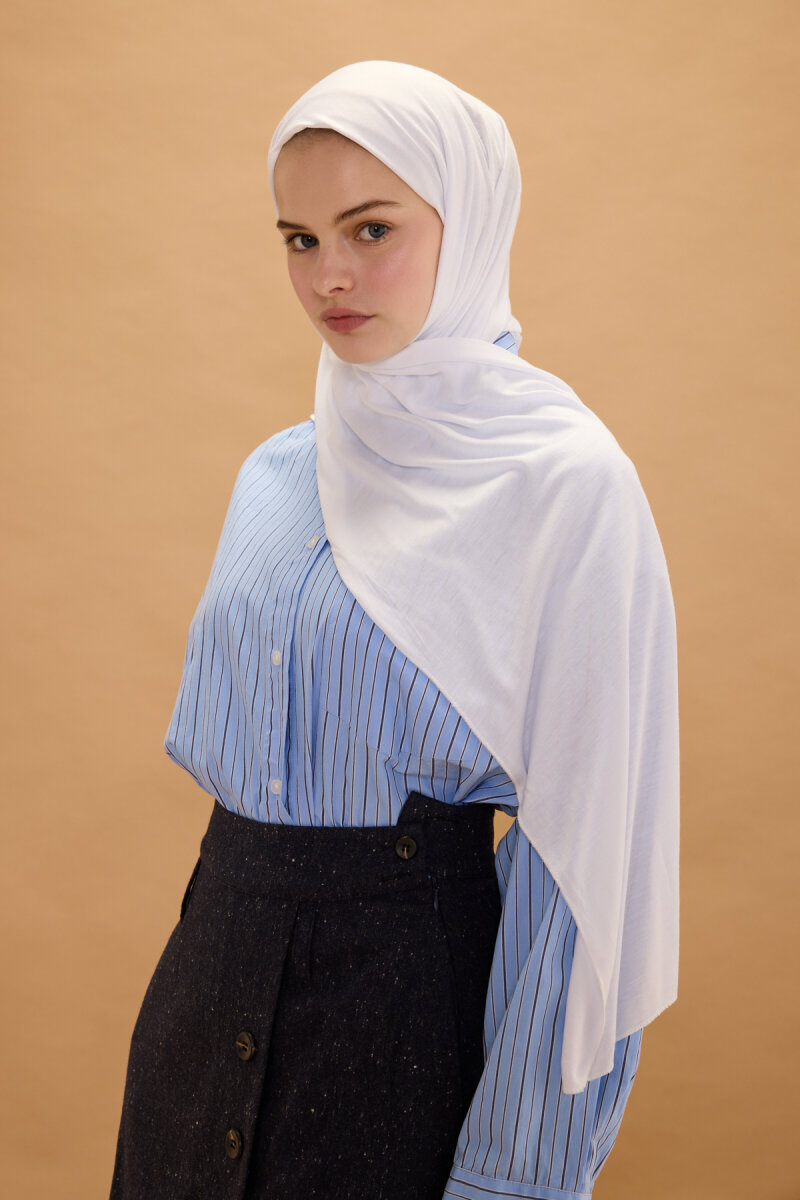 Bambu Penye Şal - Beyaz - 3
