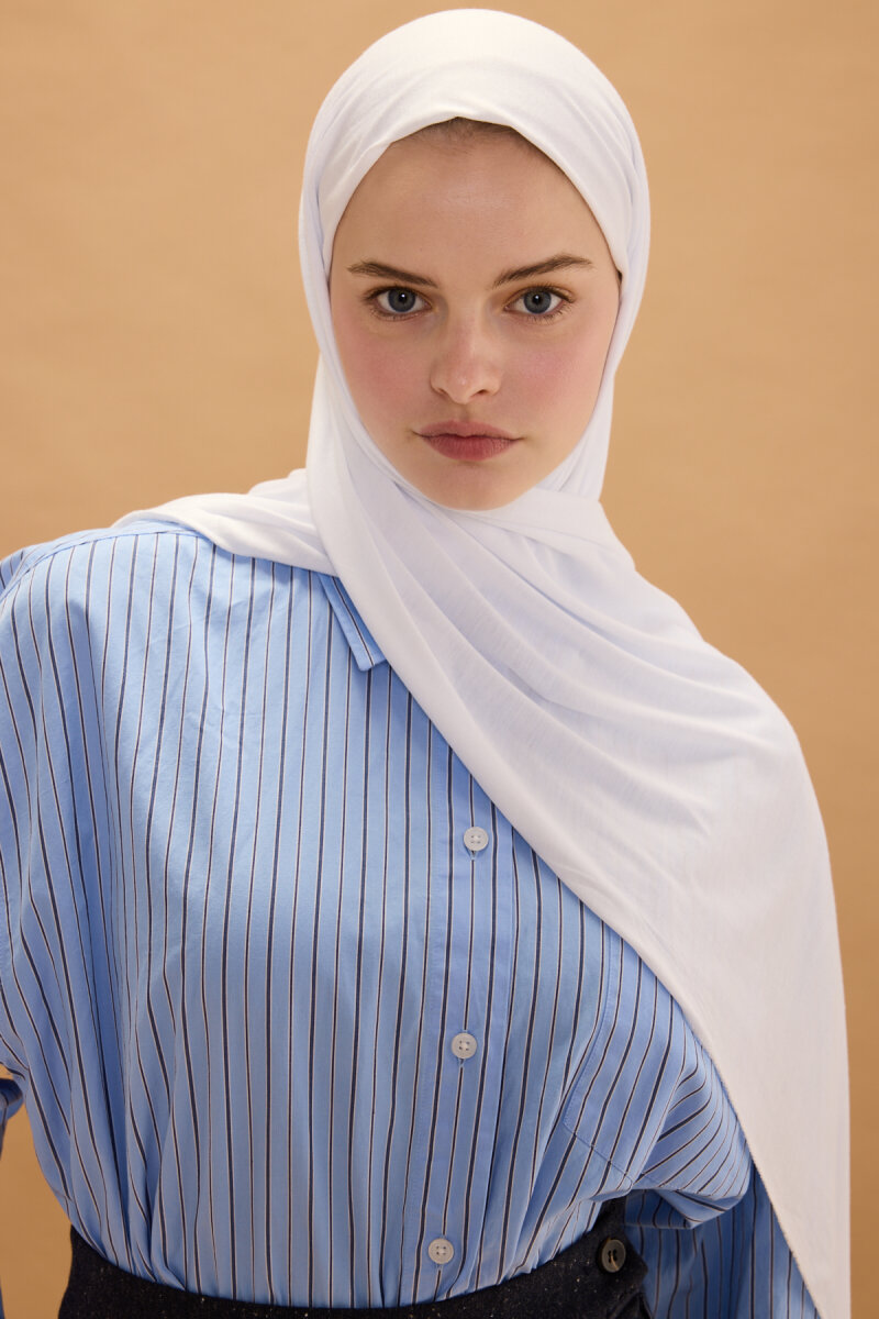 Bambu Penye Şal - Beyaz - 4