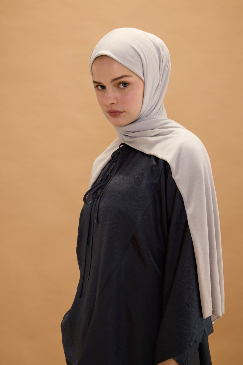 Bambu Penye Şal - Gümüş Gri - 2