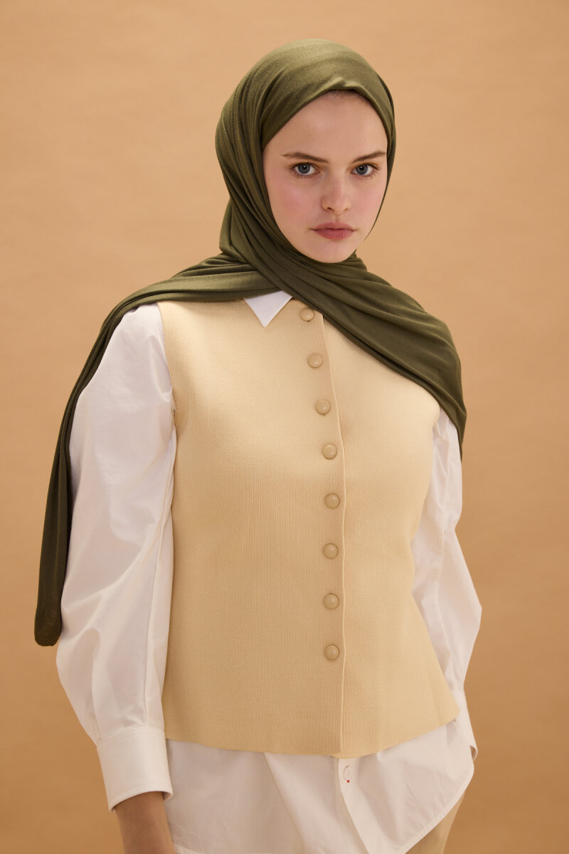 Bambu Penye Şal - Haki - 2