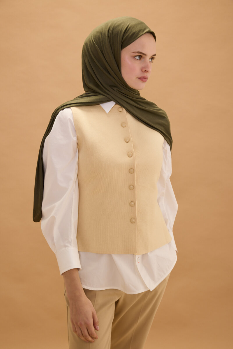Bambu Penye Şal - Haki - 3
