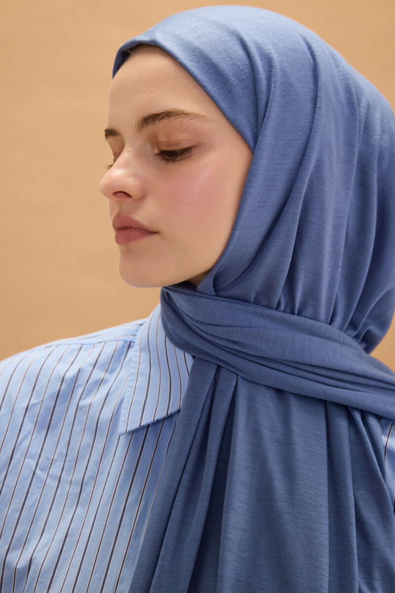 Bambu Penye Şal - İndigo - 4