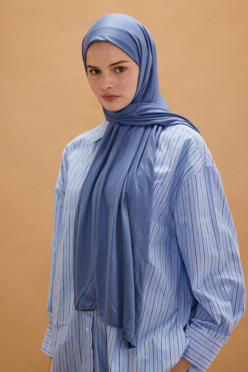 Bambu Penye Şal - İndigo - 2