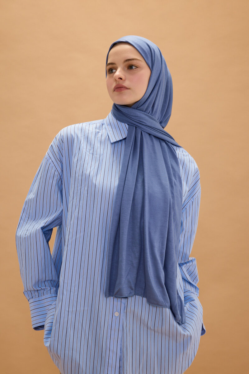 Bambu Penye Şal - İndigo - 1