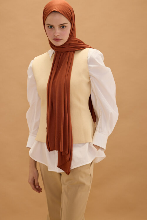 Bambu Penye Şal - Kiremit - Camellia Scarfs (1)