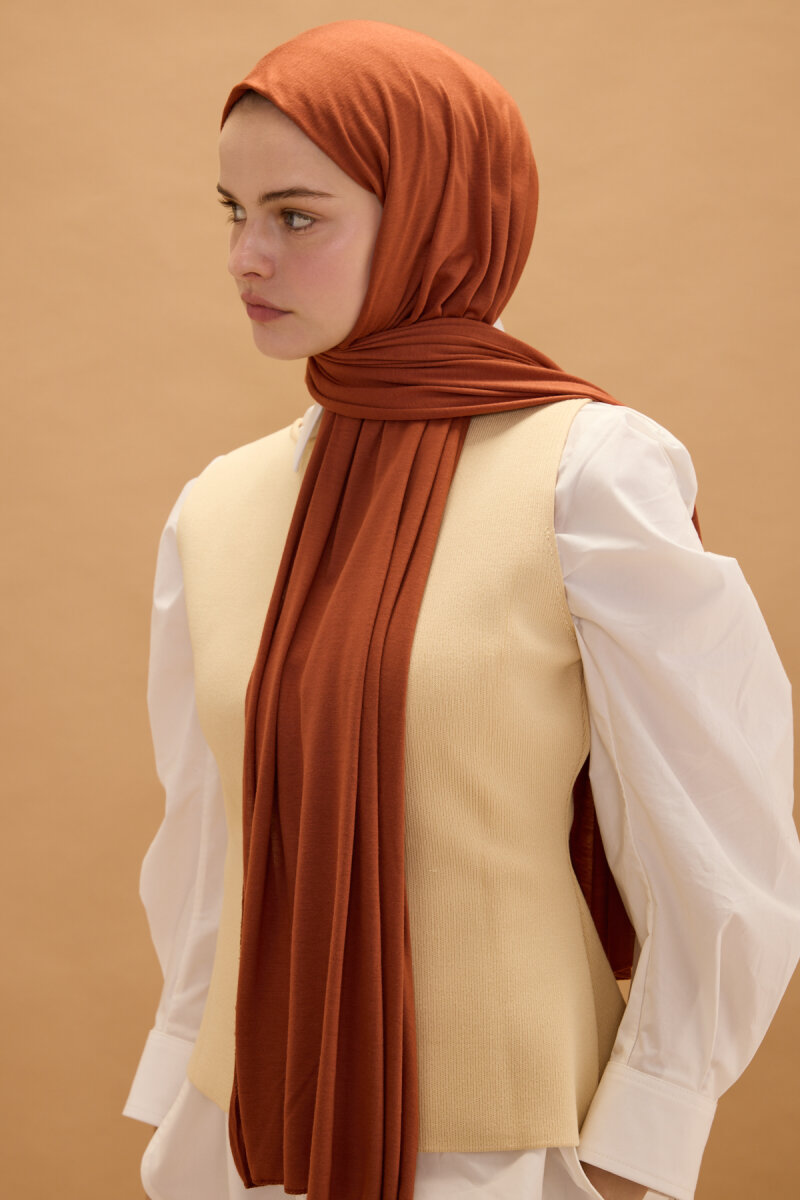 Bambu Penye Şal - Kiremit - 3