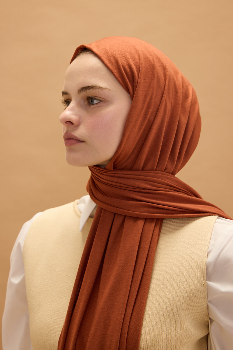 Bambu Penye Şal - Kiremit - 4