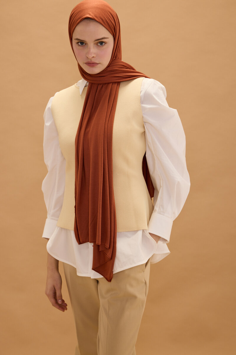 Bambu Penye Şal - Kiremit - 2