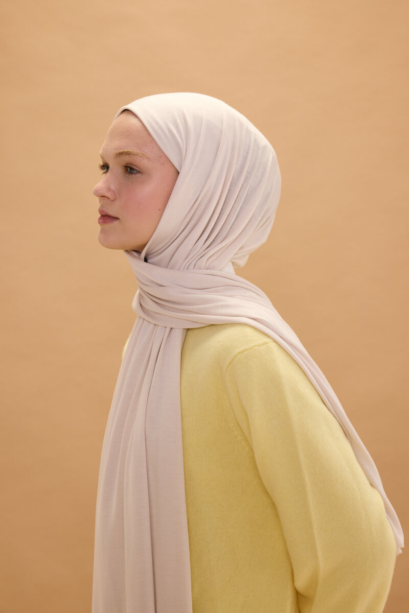 Bambu Penye Şal - Ekru - 4