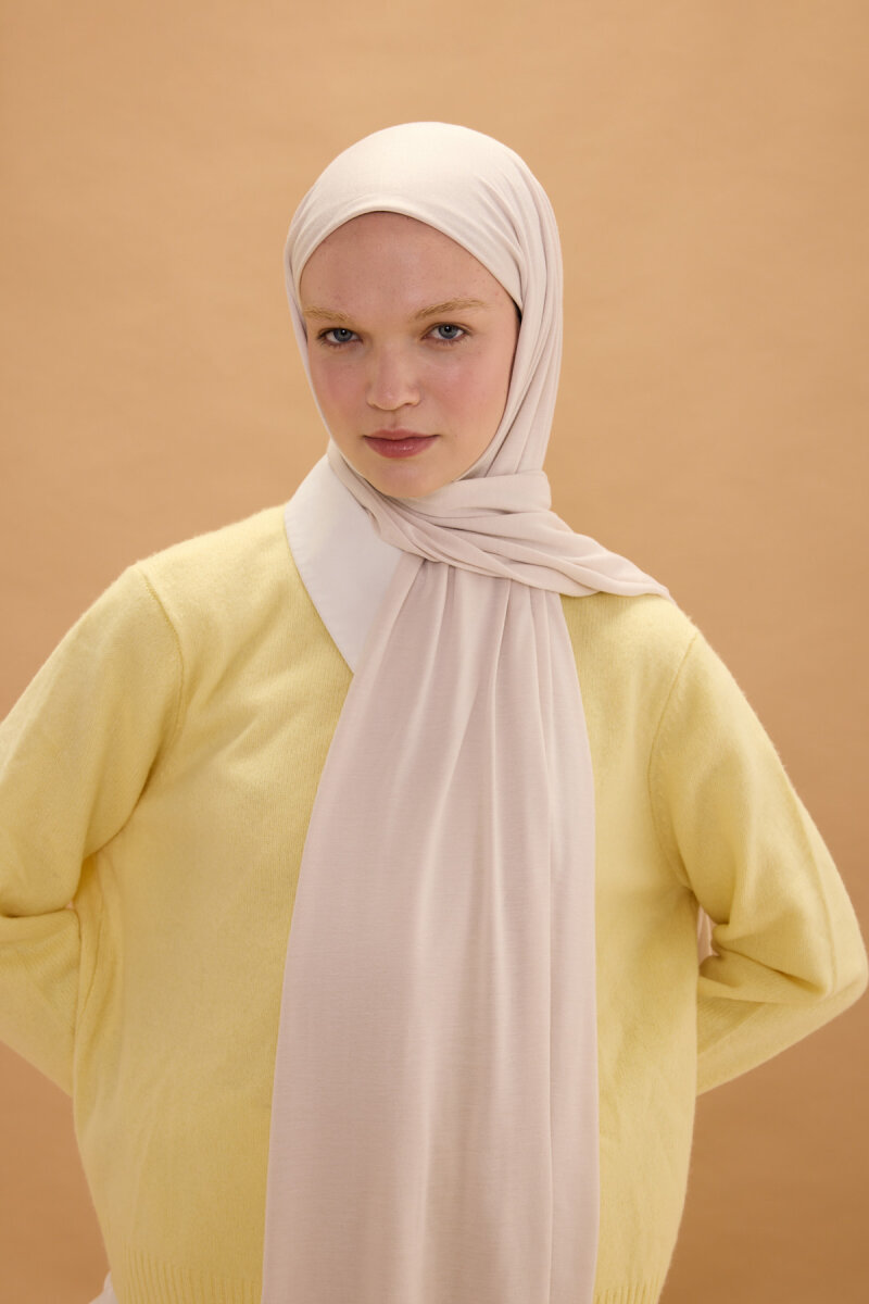 Bambu Penye Şal - Ekru - 1