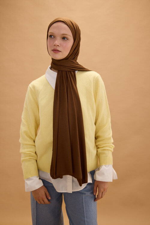 Bambu Penye Şal - Açık Kahve - Camellia Scarfs (1)