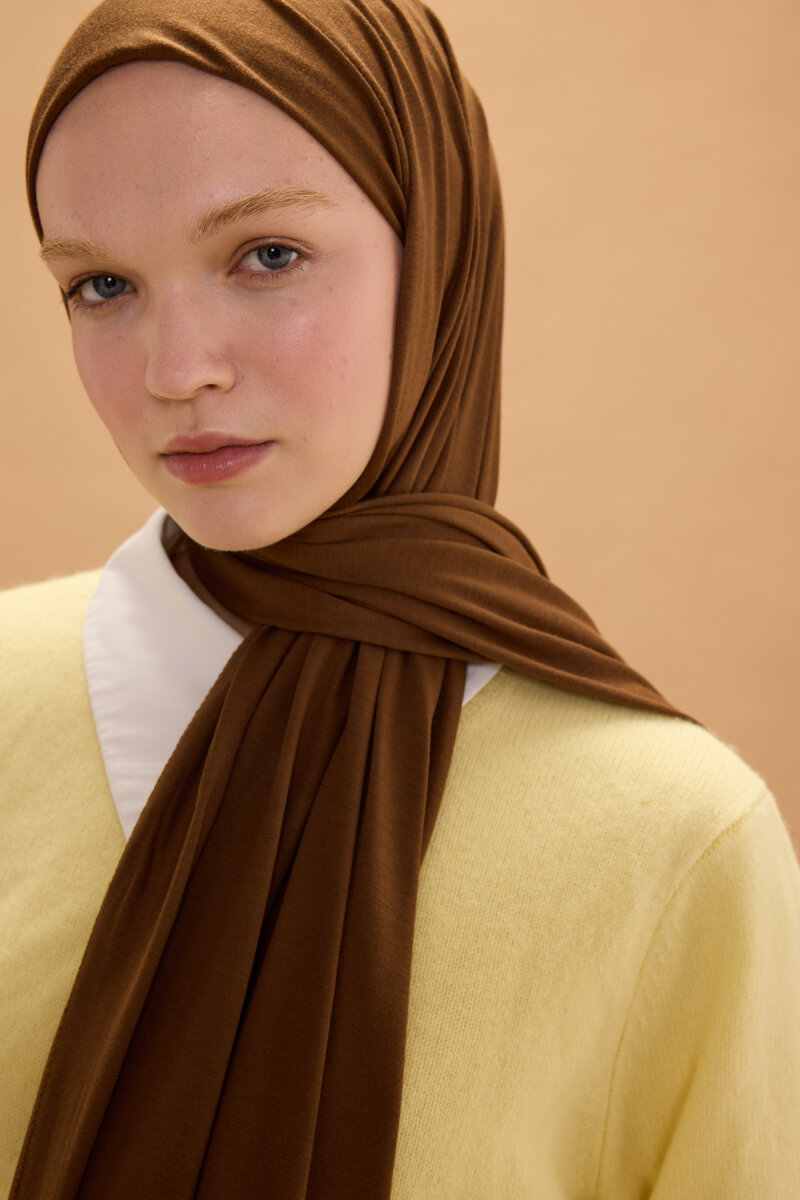 Bambu Penye Şal - Açık Kahve - 4