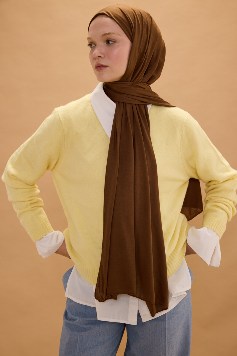 Bambu Penye Şal - Açık Kahve - 3