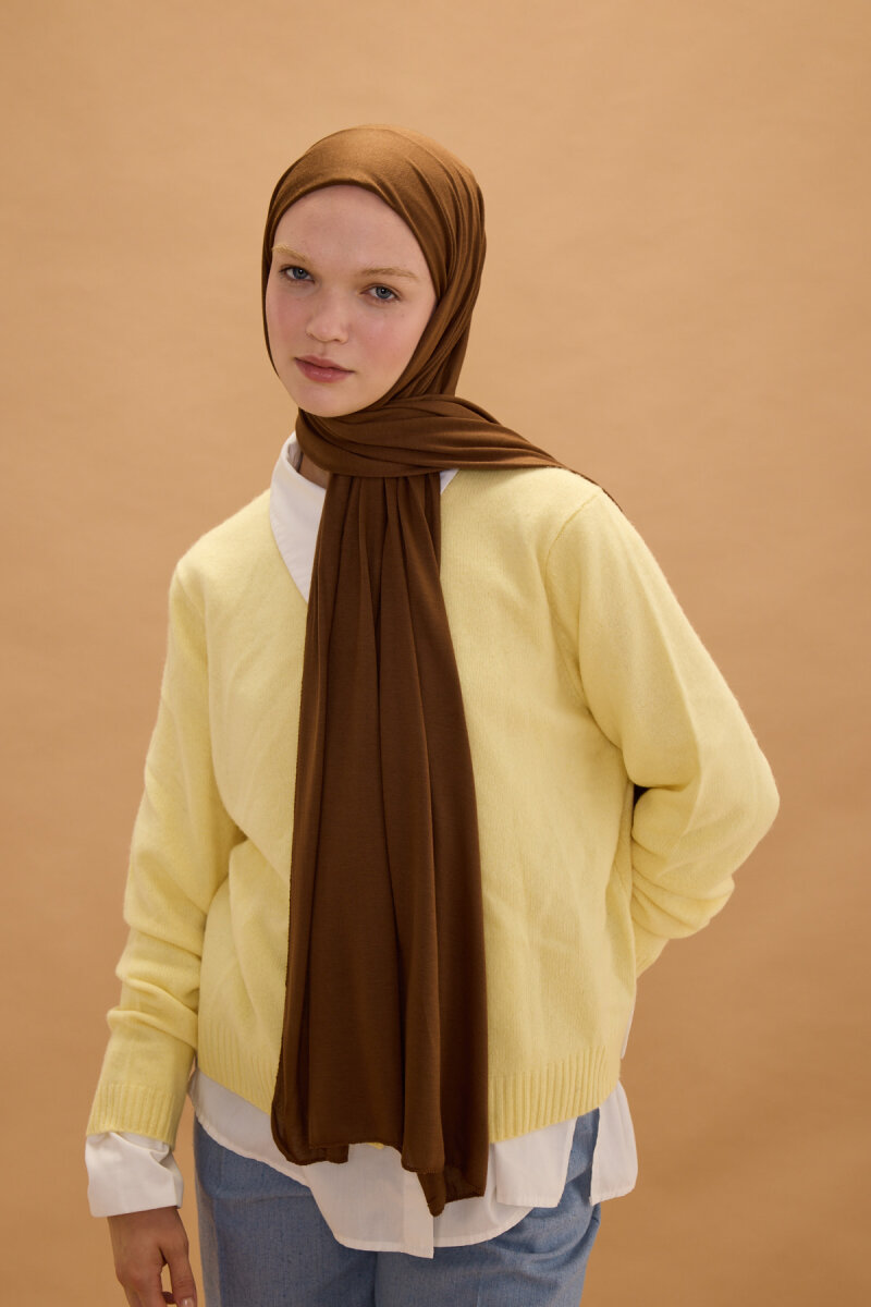 Bambu Penye Şal - Açık Kahve - 1