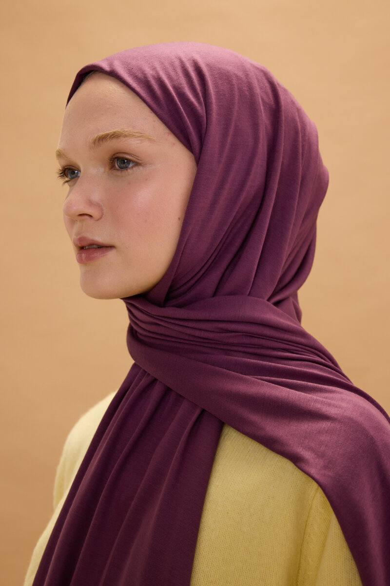 Bambu Penye Şal - Mor - 4