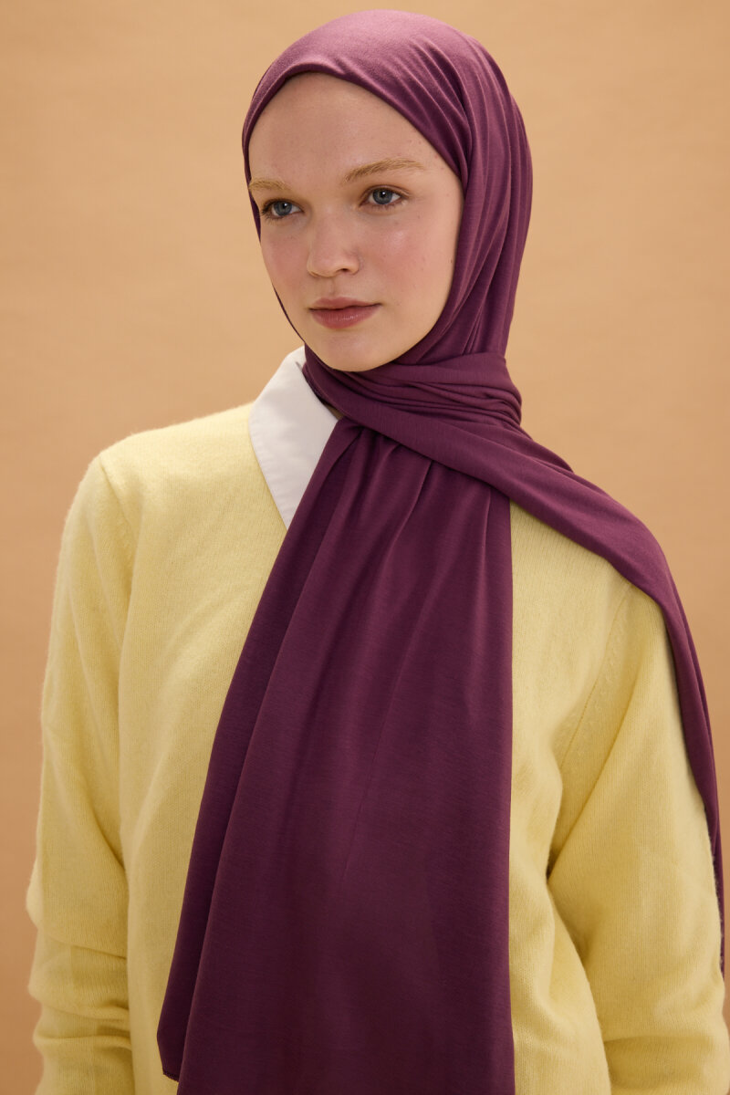 Bambu Penye Şal - Mor - 3