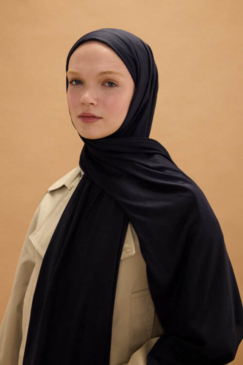 Bambu Penye Şal - siyah - Camellia Scarfs (1)