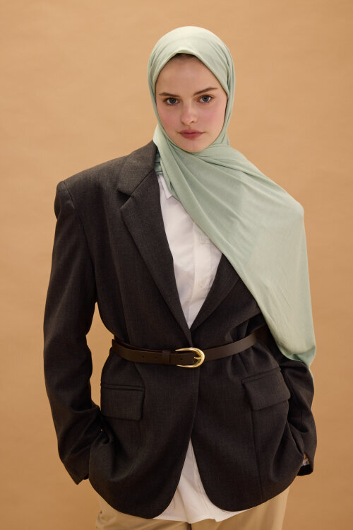 Bambu Penye Şal - Su Yeşili - Camellia Scarfs (1)